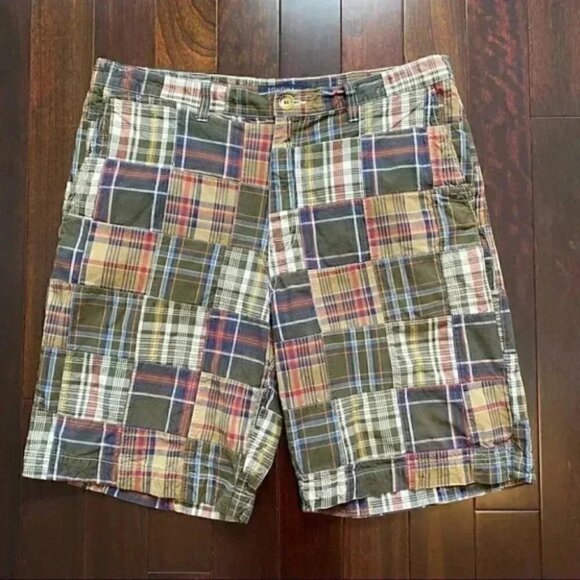 Sonoma Men’s Shorts Flat Front Chino Shorts Cotton Tan Green Blue Plaid Size 36 - Picture 16 of 16